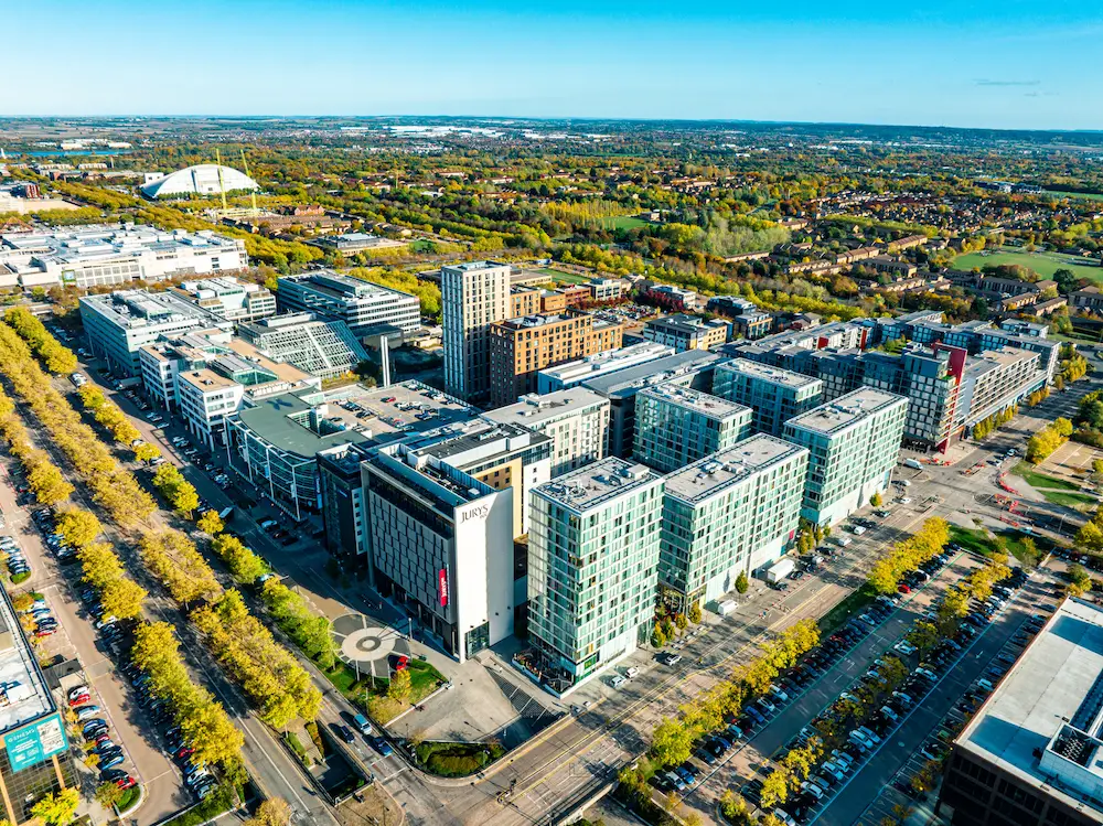 Drone view of Milton Keynes, England