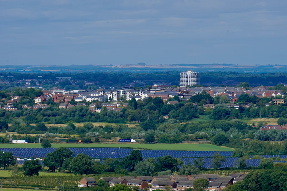 An aerial view of Swindon, Wiltshire from Wroughton